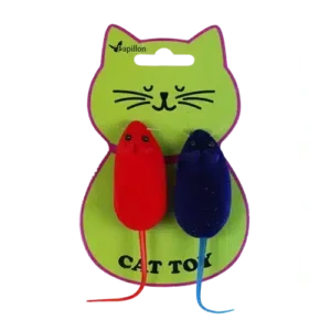 Іграшка Papillon Cat toy Миші з оксамиту червоно-сині для котів, 6 см, 2 шт