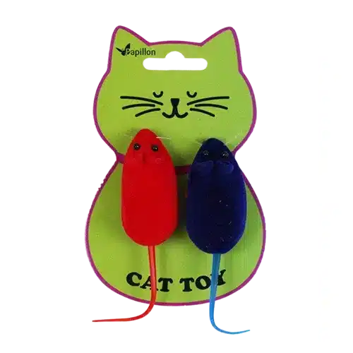 Іграшка Papillon Cat toy Миші з оксамиту червоно-сині для котів, 6 см, 2 шт