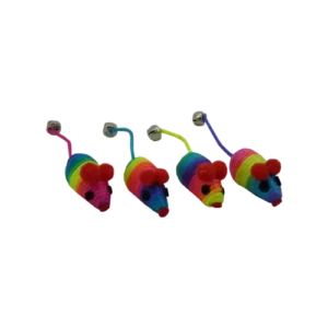 Іграшки Papillon Rainbow Mice різнокольорові з дзвіночком для котів, 5 см