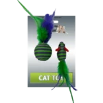 Іграшка Papillon Миша та м'яч з пір'ям для котів, 5/4 см