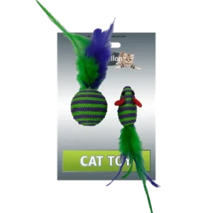 Іграшка Papillon Миша та м'яч з пір'ям для котів, 5/4 см, 2 шт