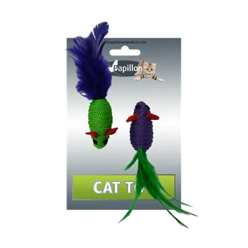 Іграшка Papillon Миша з пір'ям для котів, 5 см, 2 шт