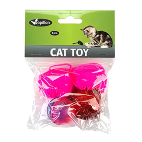 Іграшка Papillon Cat toy set набір 2 м'ячі та клубок з вовни для котів