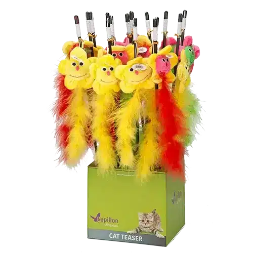 Іграшка Papillon Cat teasers sunflowers з пір'ям на палці для котів, 46 см