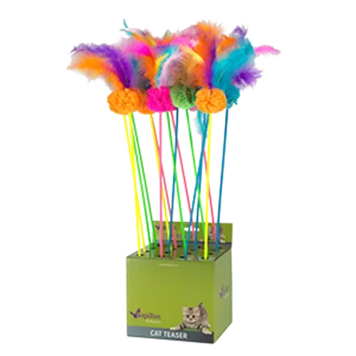 Іграшка Papillon Cat teasers Coloured Balls з пір'ям на палці для котів, 56 см