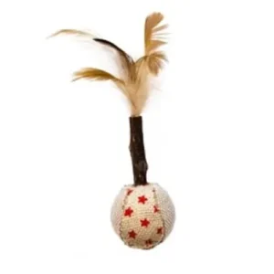 Іграшка Papillon Canvas balls на паличці мататабі з пір'ям для котів, 9 см