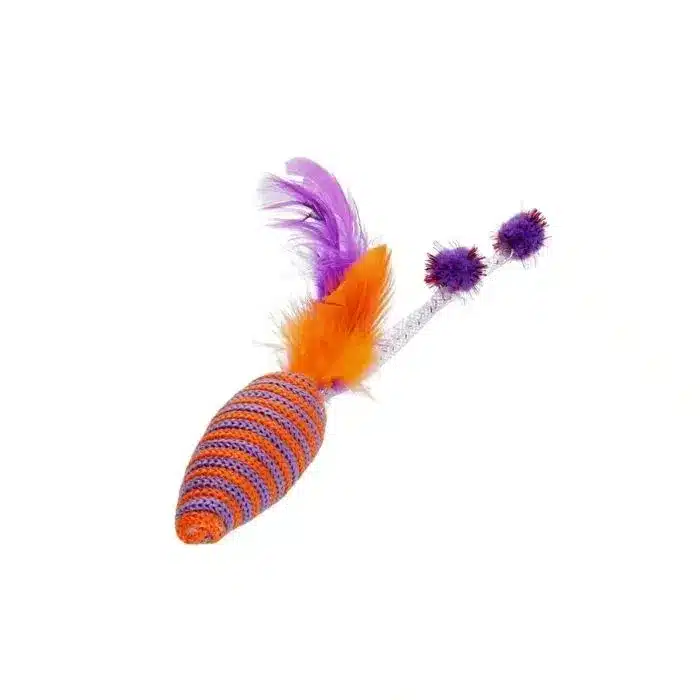 Іграшка для котів HIPPIE PET  Мишка з пір'ям фіолетова , 16,5 см