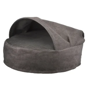 Лежак AnimAll Barry з капюшоном сірий M для котів та собак, 60x25x60 см