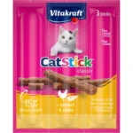 Ласощі для котів Vitakraft м'ясні палички з птицею та печінкою, 18 г (3х6г)