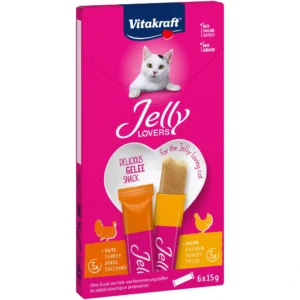 Желе Vitakraft Jelly Lovers з куркою та індичкою для котів, 6x15 г