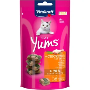 Ласощі Vitakraft Yums м'які закуски з куркою та котячою травою для котів, 40 г