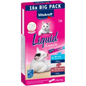 Крем-снек Vitakraft Liquid Snack з лососем та ліверною ковбасою для котів, 16x15 г