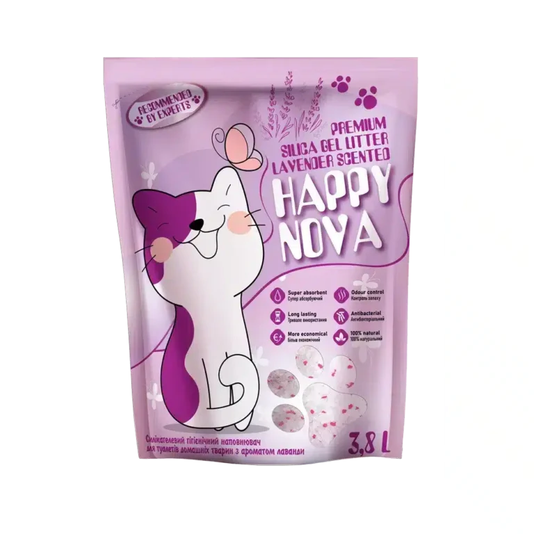 Силікагелевий гігієнічний наповнювач "Happy Nova" для котів з ароматом лаванди
