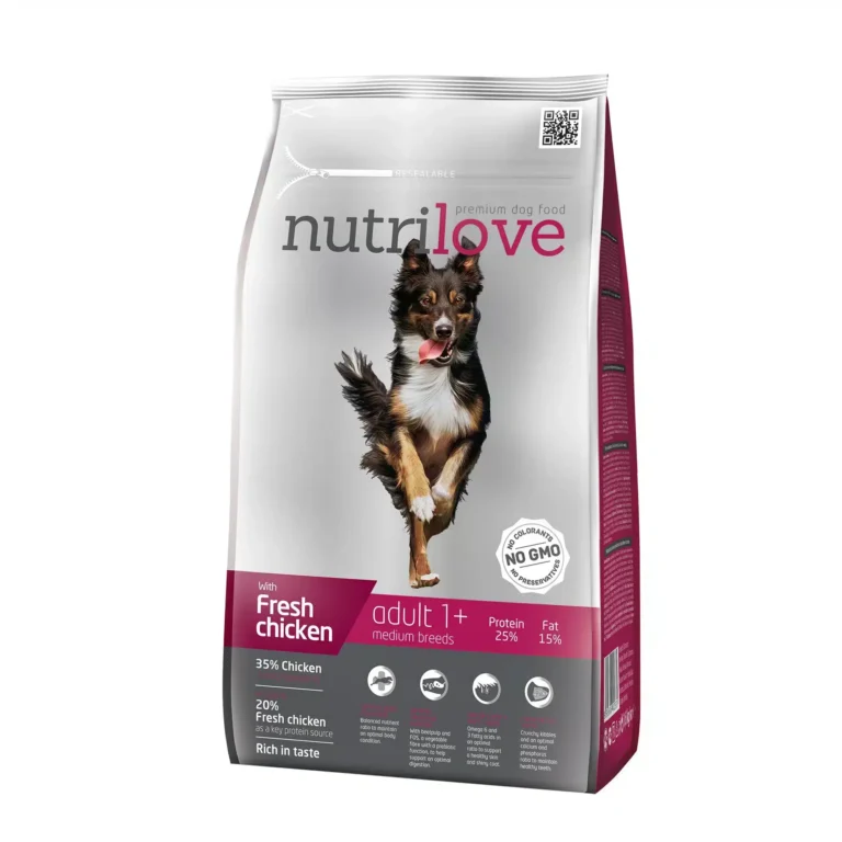 Сухий корм для дорослих собак середніх порід NutriLove , свіжа курка з рисом 1,6 кг