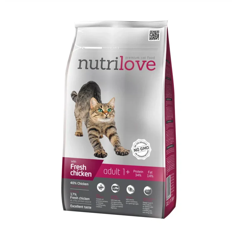 Сухий корм для дорослих котів NutriLove , зі свіжою куркою 1,5 кг