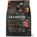 Сухий корм для дорослих собак середніх та великих порід Grandorf Fresh беззерновий зі свіжою качкою та бататом