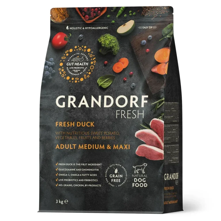 Сухий корм для дорослих собак середніх та великих порід Grandorf Fresh беззерновий зі свіжою качкою та бататом