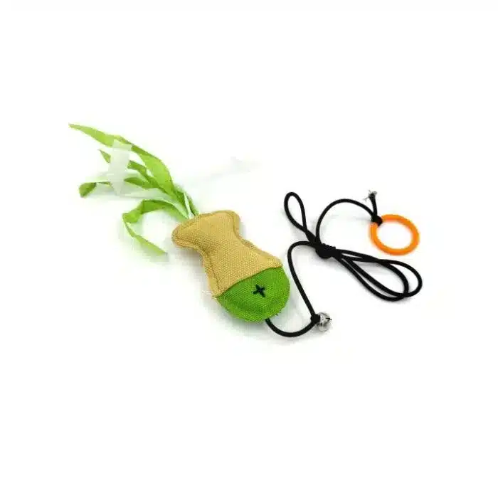 Іграшка для котів HIPPIE PET Рибка з мотузкою зелена 10 см
