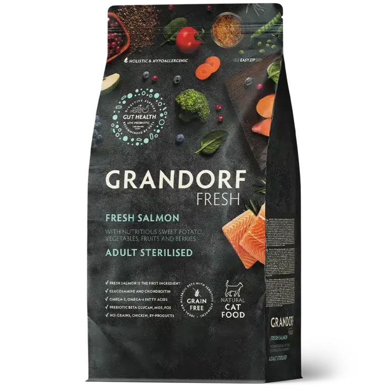 Сухий корм для стерилізованих котів Grandorf Fresh беззерновий зі свіжим лососем та бататом