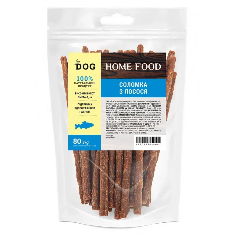 Ласощі Home Food Соломка з лосося для собак, 80 г