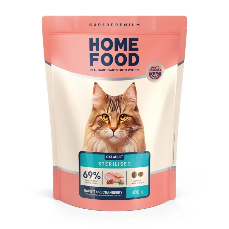 Сухий корм для стерилізованих дорослих котів HOME FOOD For sterilised з кроликом та журавлиною