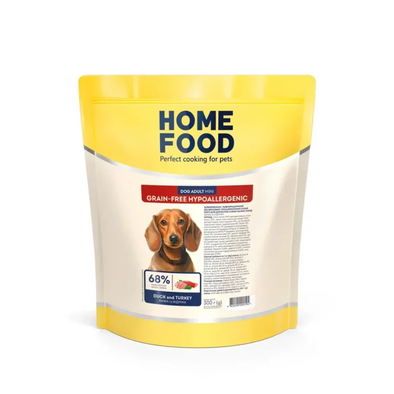 Сухий корм для дорослих собак малих порід Home Food беззерновий гіпоалергенний з качкою та індичкою