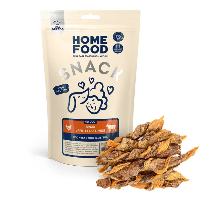 Ласощі HOME FOOD косичка з філе та легенів для собак, 80 г
