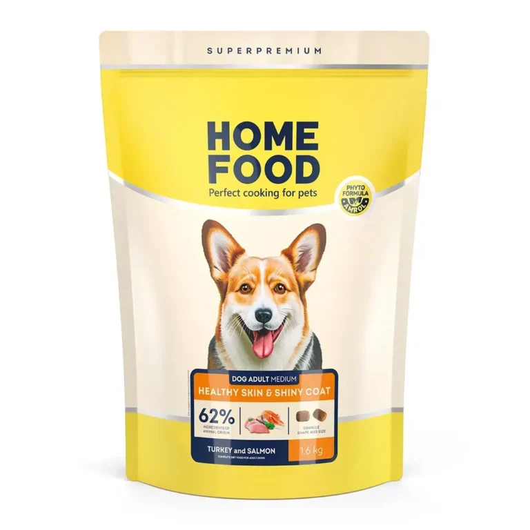 Сухий корм HOME FOOD Healthy skin and shiny coat для собак середніх порід з індичкою і лососем