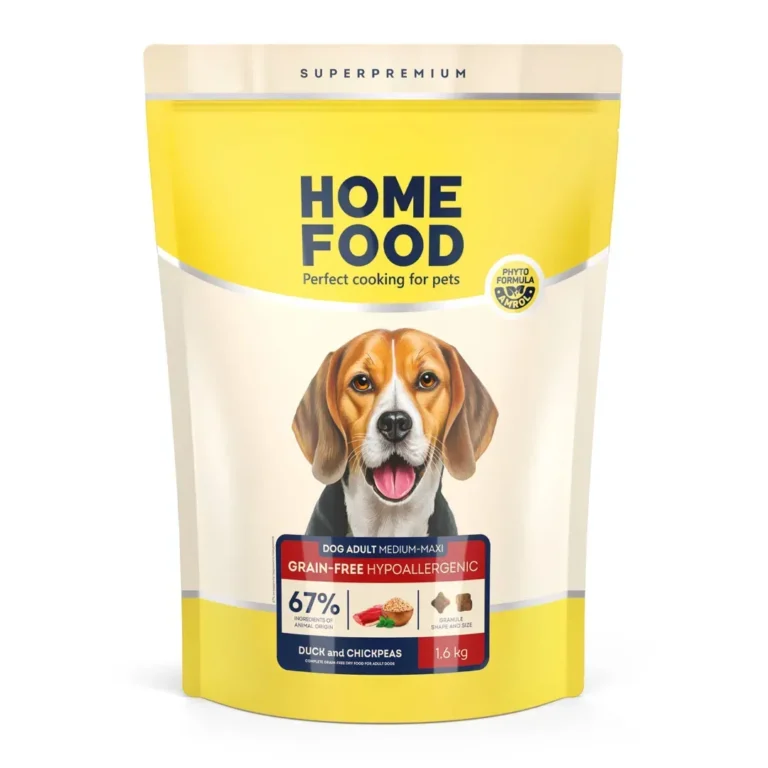 Сухий корм для дорослих собак середніх та великих порід HOME FOOD Grain-free Hypoallergenic з качкою та нутом