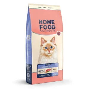 Сухий корм для стерилізованих дорослих котів HOME FOOD With sensitive digestion з ягням та лососем