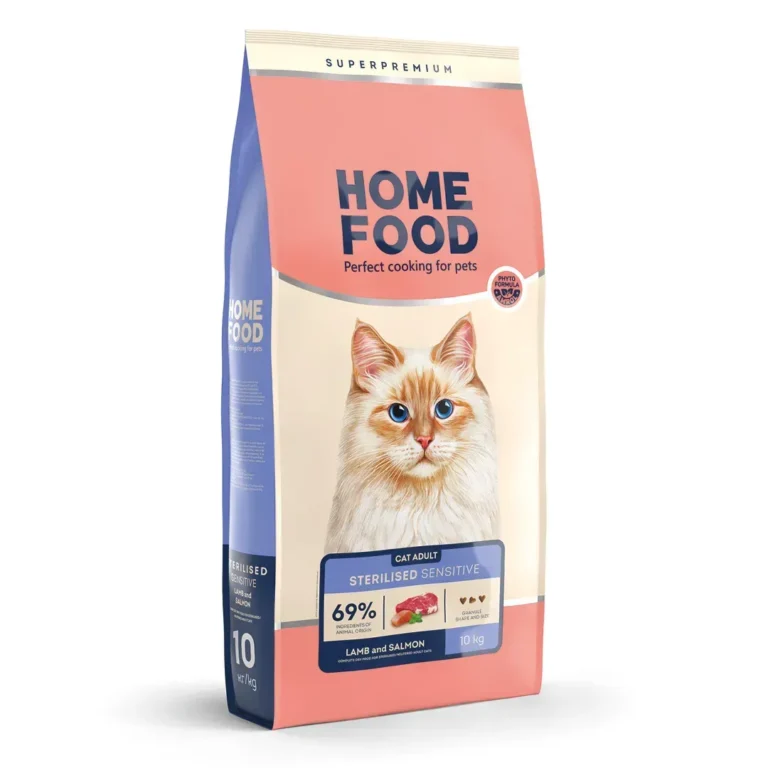 Сухий корм для дорослих стерилізованих котів з чутливим травленням HOME FOOD With sensitive digestion з ягням та лососем