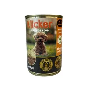 Вологий корм для цуценят Klicker шматочки індички в желе, 400 г