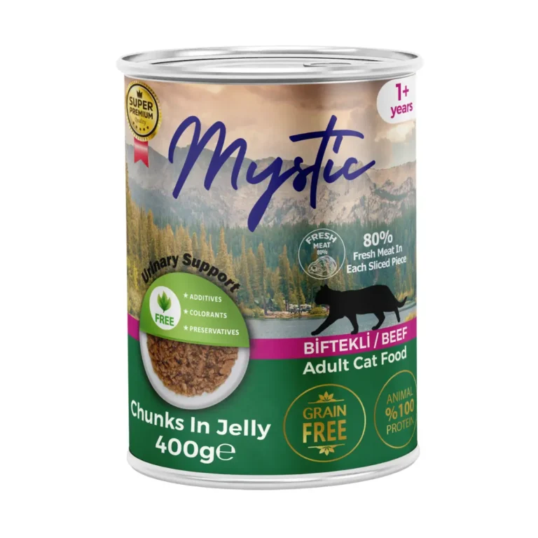 Вологий корм для дорослих котів Mystic шматочки в желе з яловичиною, 400 г