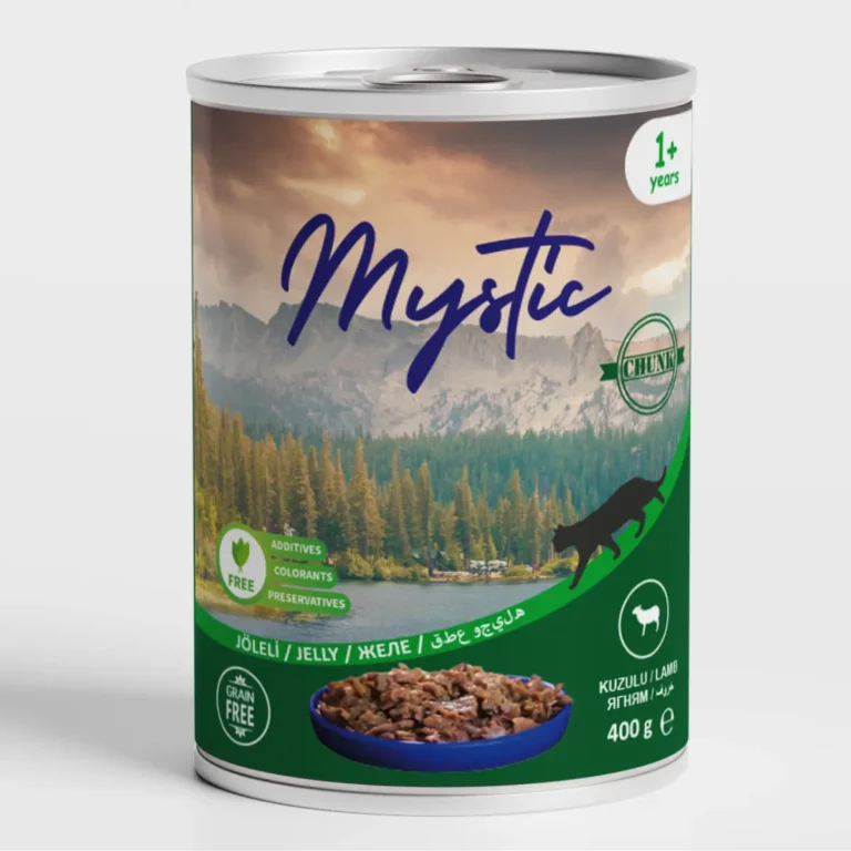 Вологий корм для дорослих котів Mystic шматочки ягня в желе, 400 г