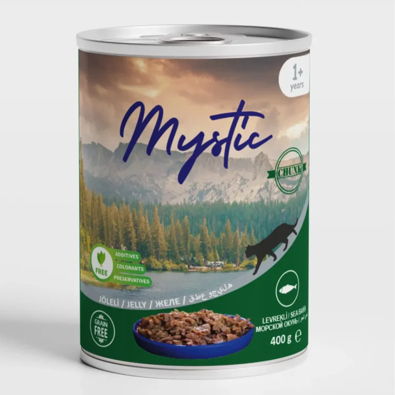 Вологий корм для дорослих котів Mystic шматочки морського окуня в желе, 400 г