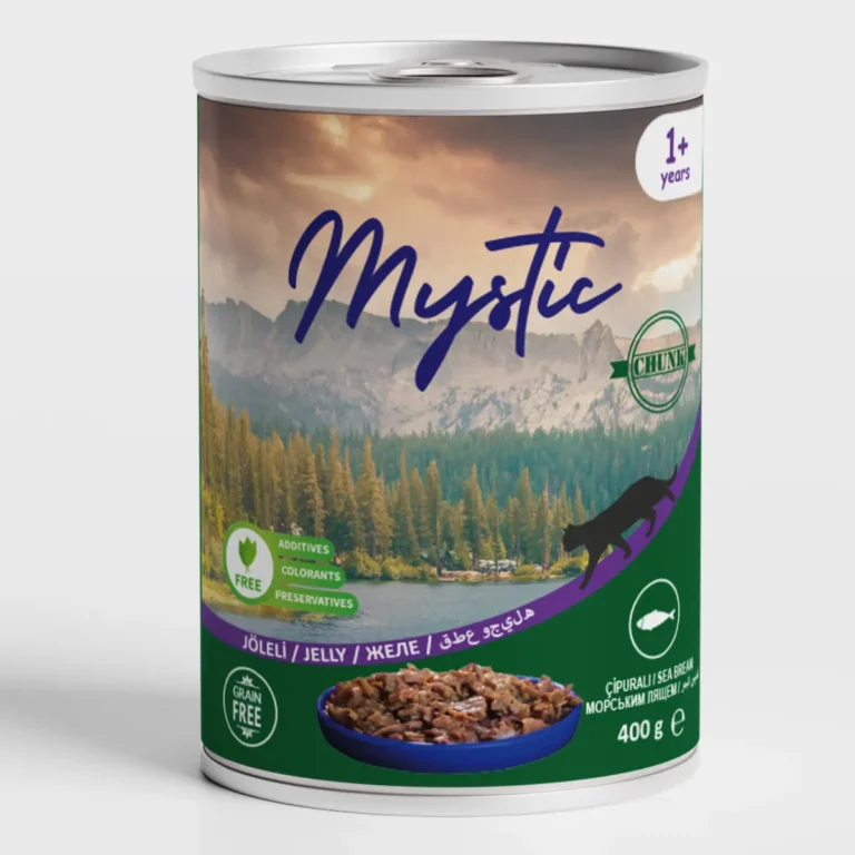 Вологий корм для дорослих котів Mystic шматочки морського ляща в желе, 400 г