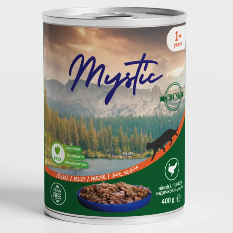 Вологий корм для дорослих котів Mystic шматочки індички в желе, 400 г