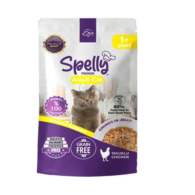 Вологий корм для дорослих котів Spelly курка в желе, 85 г