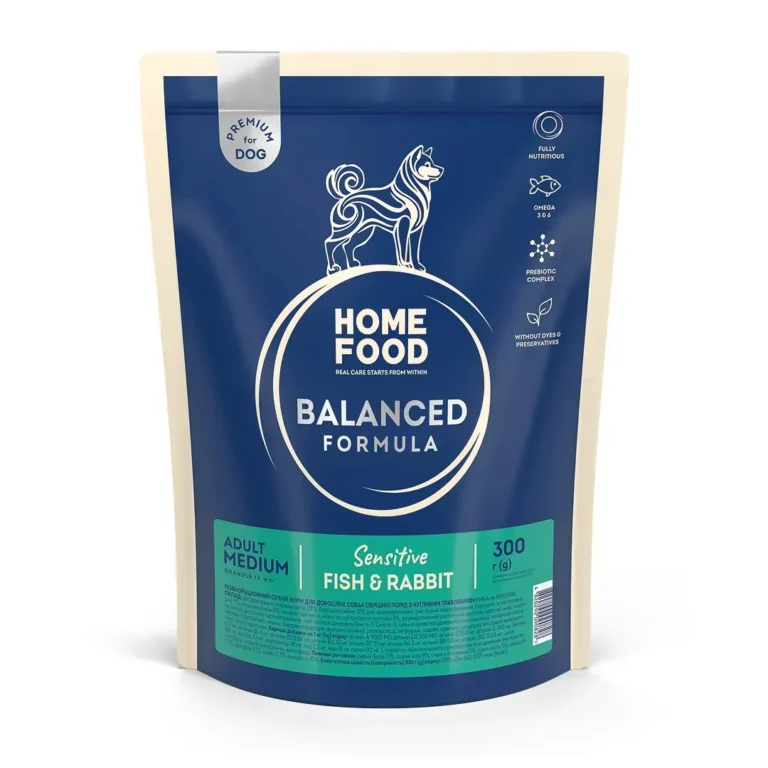 Сухий корм HOME FOOD Sensitive з рибою та кроликом для собак середніх порід