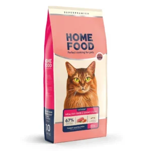 Сухий корм HOME FOOD Healthy skin and shiny coat для дорослих котів з індичкою і лососем