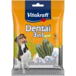 Ласощі для собак Vitakraft Dental Stick 3in1 FRESH Смачні палички для догляду за зубами з м'ятою для собак вагою 5-10 кг, 120 г