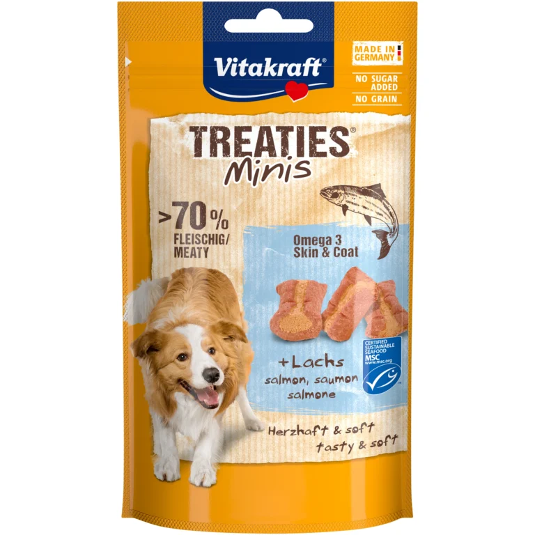 Ласощі для собак малих порід Vitakraft Treaties MINIS М'які міні закуски з лососем, 48 г