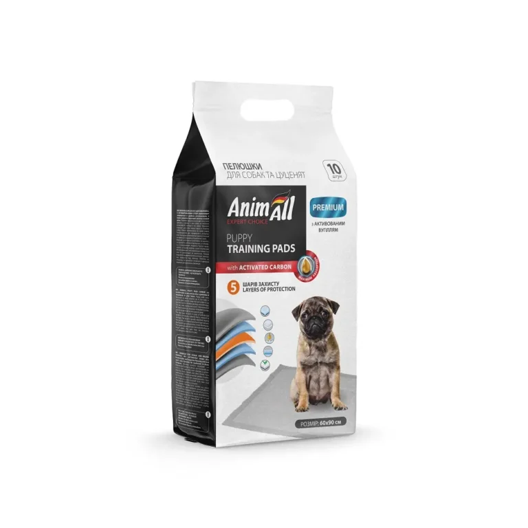 Пелюшки AnimAll Puppy Training Pads з вугіллям для собак і цуценят, 60×90 см
