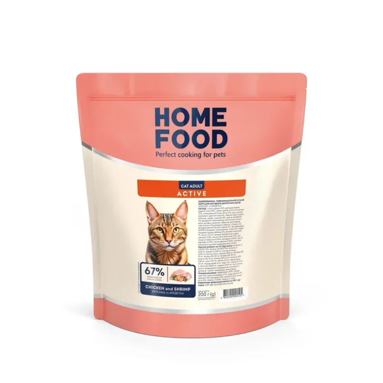 Сухий корм HOME FOOD For Active з куркою та креветками для активних котів