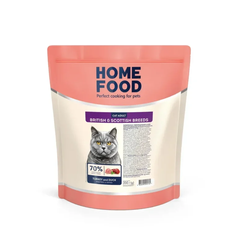 Сухий корм HOME FOOD з індичкою та качкою для британських і шотландських котів