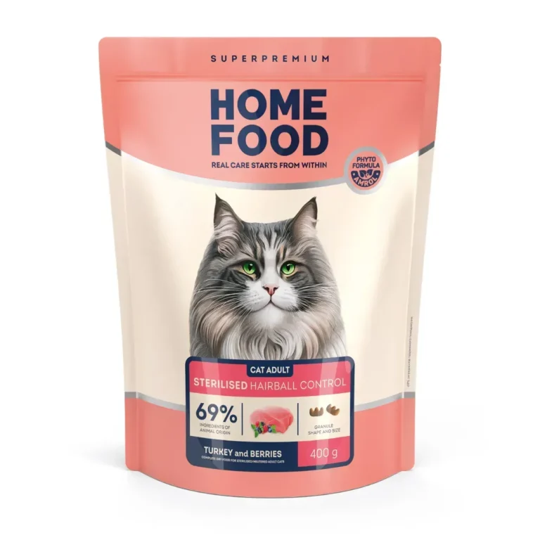 Сухий корм Home Food Hairball control для стерилізованих котів з індичкою