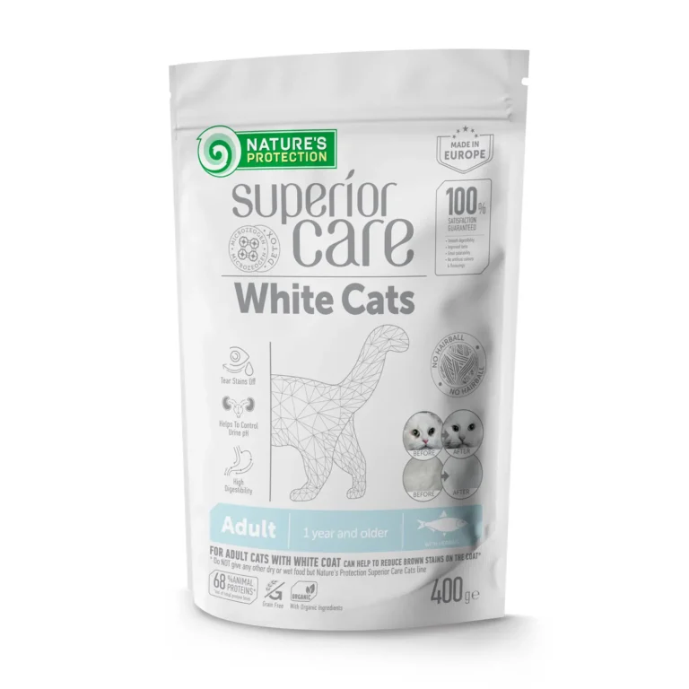 Сухий корм для дорослих котів Nature's Protection Superior Care White Cats беззерновий з оселедцем
