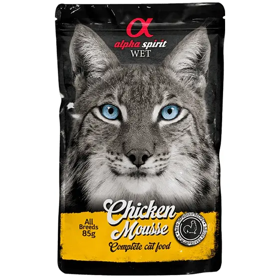 Вологий корм для дорослих котів Alpha Spirit Chicken Mousse Cat з куркою, 85 г