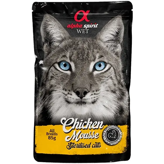 Вологий корм для стерилізованих котів Alpha Spirit Chicken Mousse Sterilised Cat з куркою, 85 г