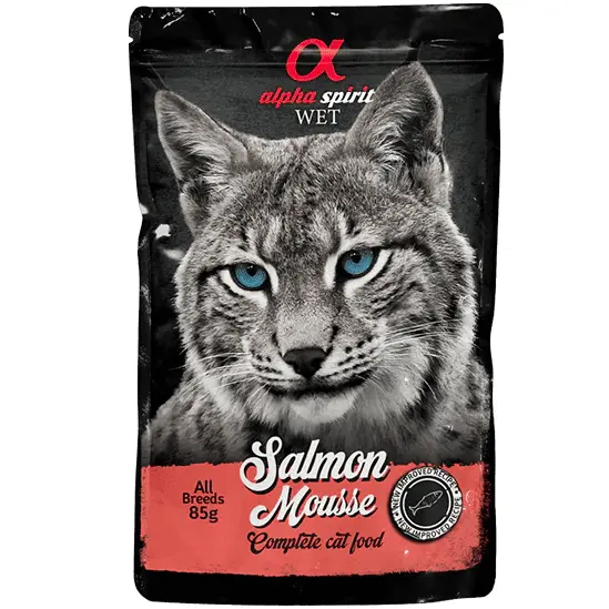 Вологий корм для дорослих котів Alpha Spirit Salmon Mousse Cat з лососем, 85 г